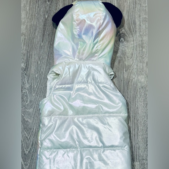 Disney 2T Minnie Mouse Iridescent Puffer Vest with Bow & Ears on hood. - Picture 2 of 6